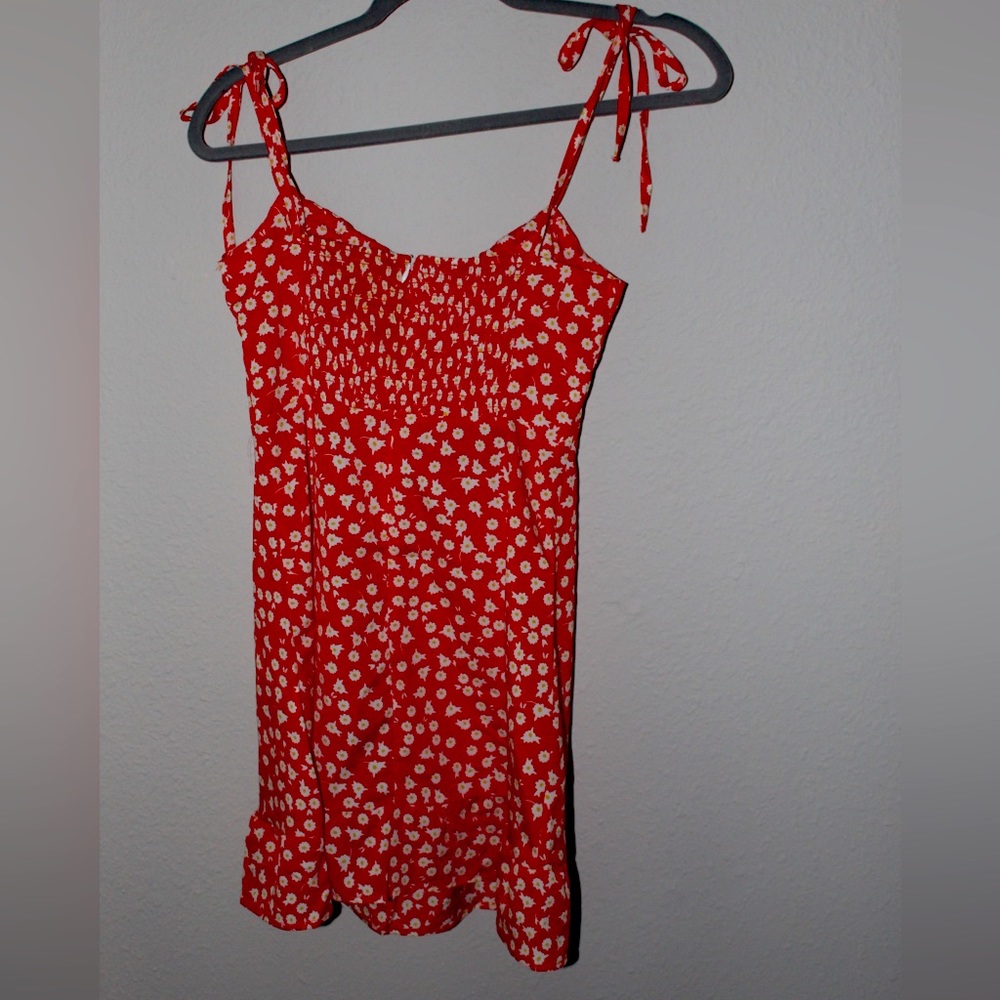Red and white flower cami dress